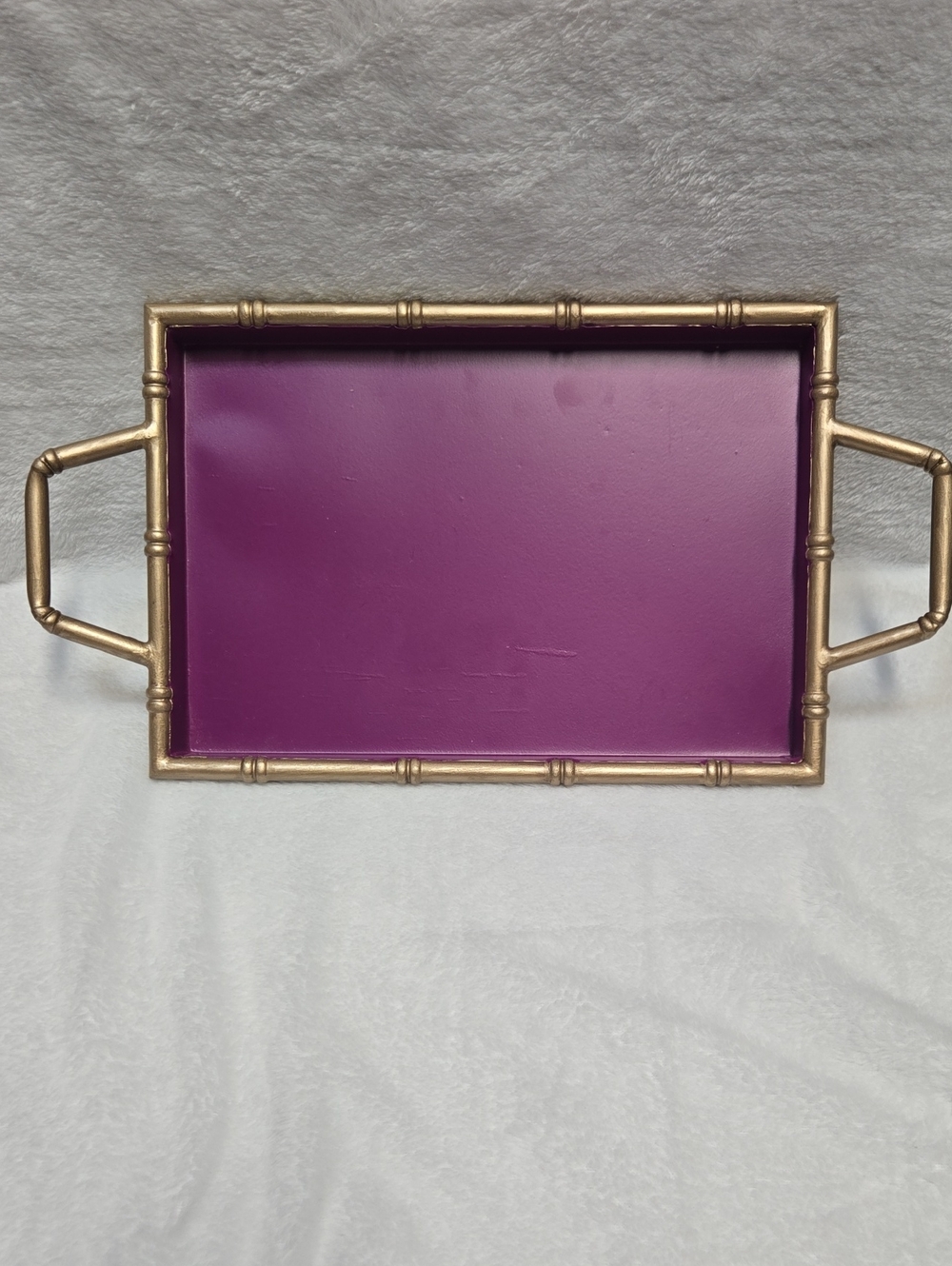 NWT Gold Frame Purple Metal Tray - Decorative Home Bath Accent 16x8.5